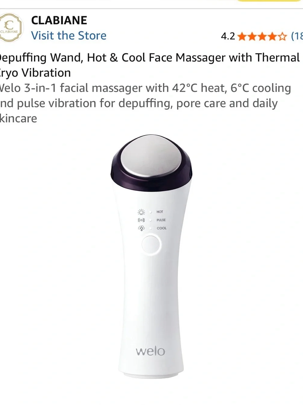 NWT Depuffing Wand, Hot & Cool Face Massager with Thermal Cryo Vibration